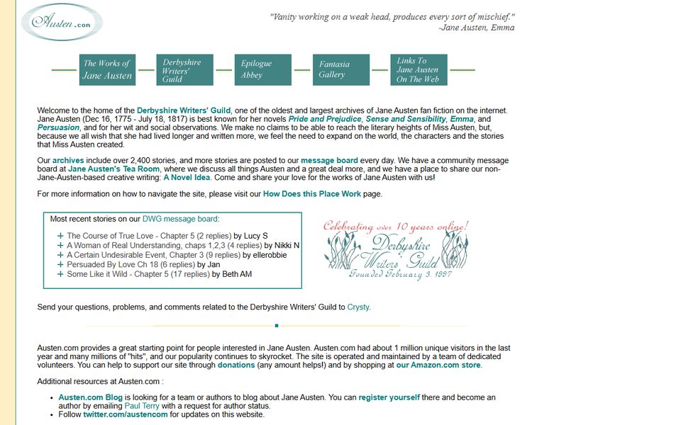 Peak-activity snapshot of austen.com from Apr 08, 2010